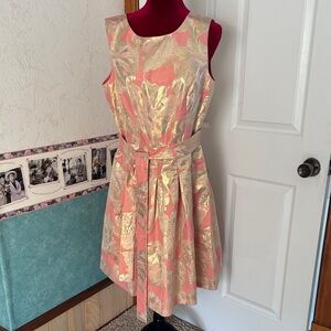 Tommy Hilfiger Elegant Gold and Pink Sleeveless Dress NWOT